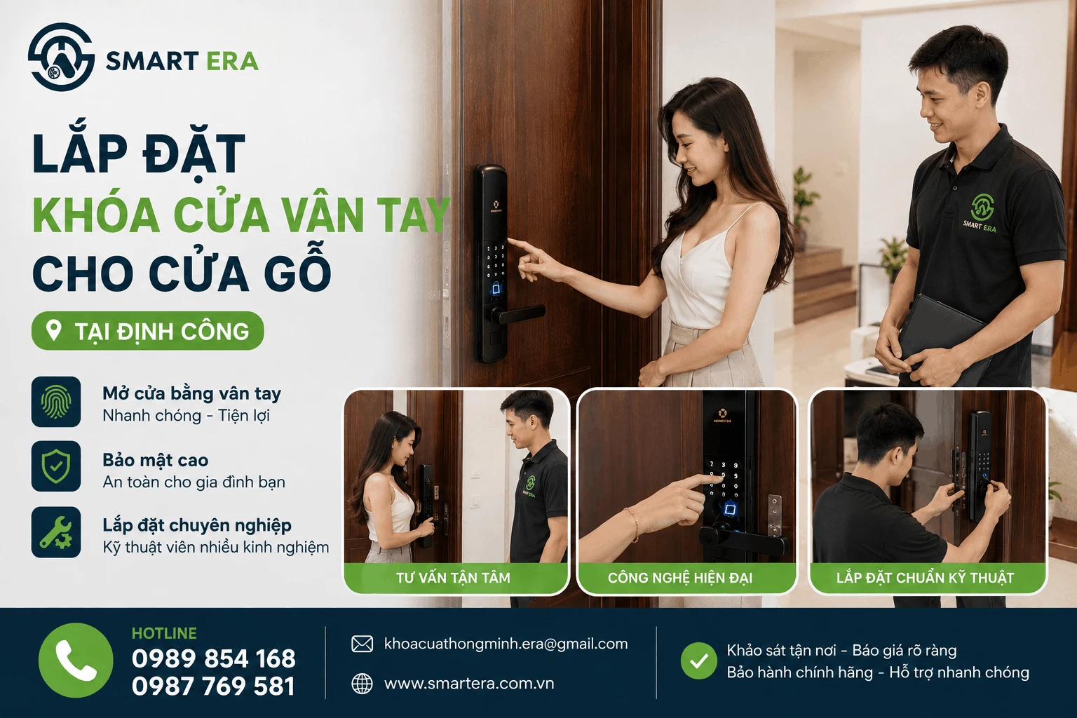 Lắp Đặt Khóa Cửa Vân Tay Cho Cửa Gỗ Tại Định Công – Tư Vấn & Thi Công Thực Tế